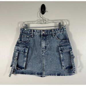 Charlotte Russe Denim‎ Skirt Womens Small Blue Y2K Mini Cargo Gorpcore